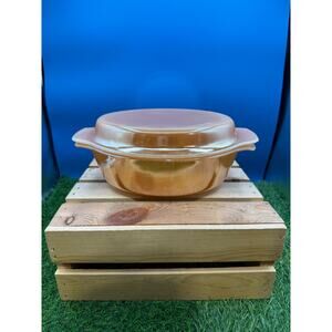 Vintage Anchor Hocking Fire-King Peach Lustre 433 Casserole Dish w/Lid